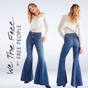 We The Free People Jeans Women Sz 26 Just Float On Flare Denim High Rise Stretch